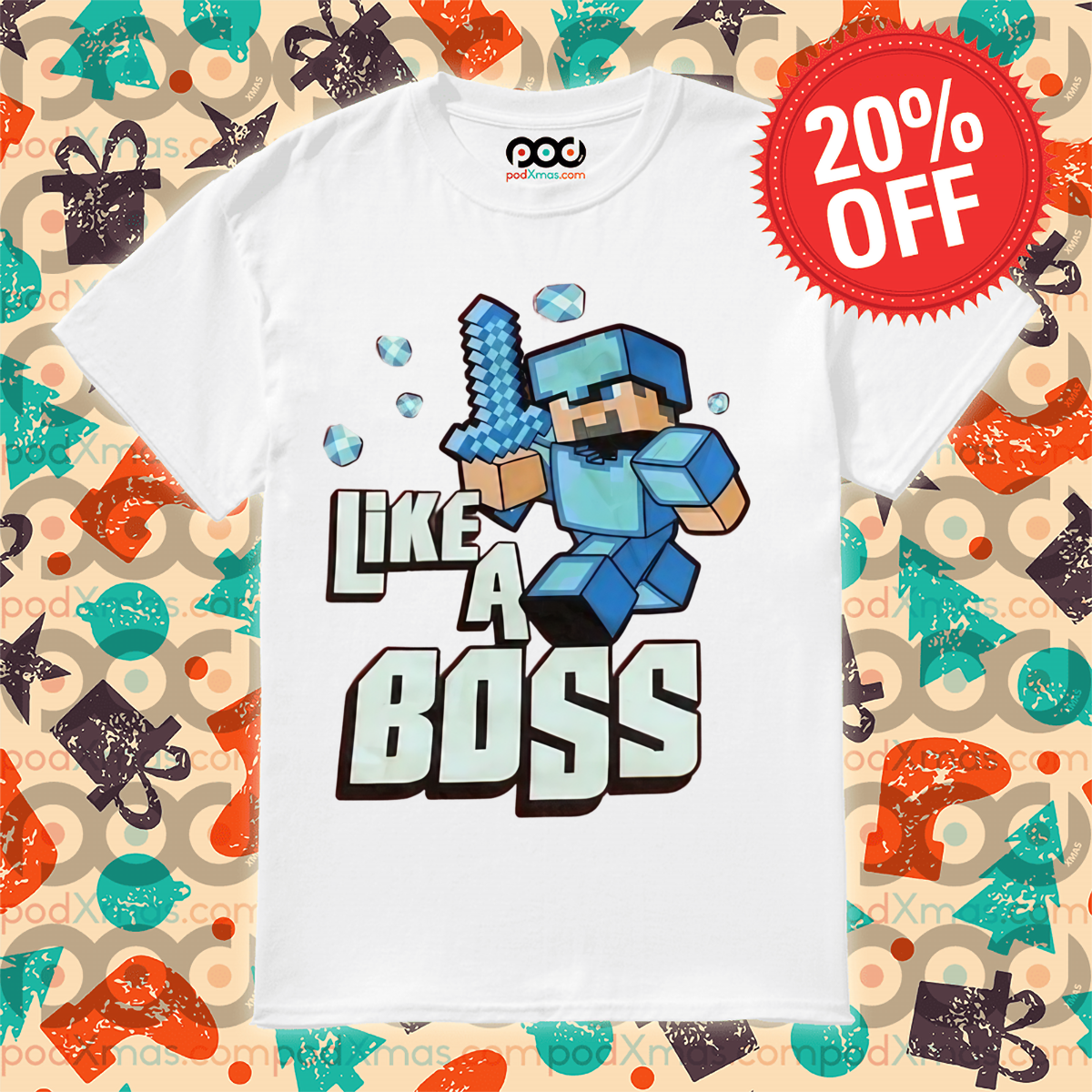 Custom Xmas Gift Minecraft Like A Boss 2024 Shirt