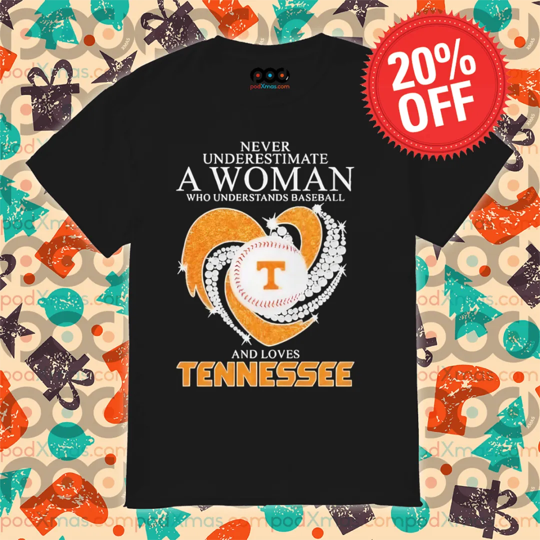 Heart Diamond Never Underestimate A Woman Who Understands Baseball And Loves Tennessee Shirt