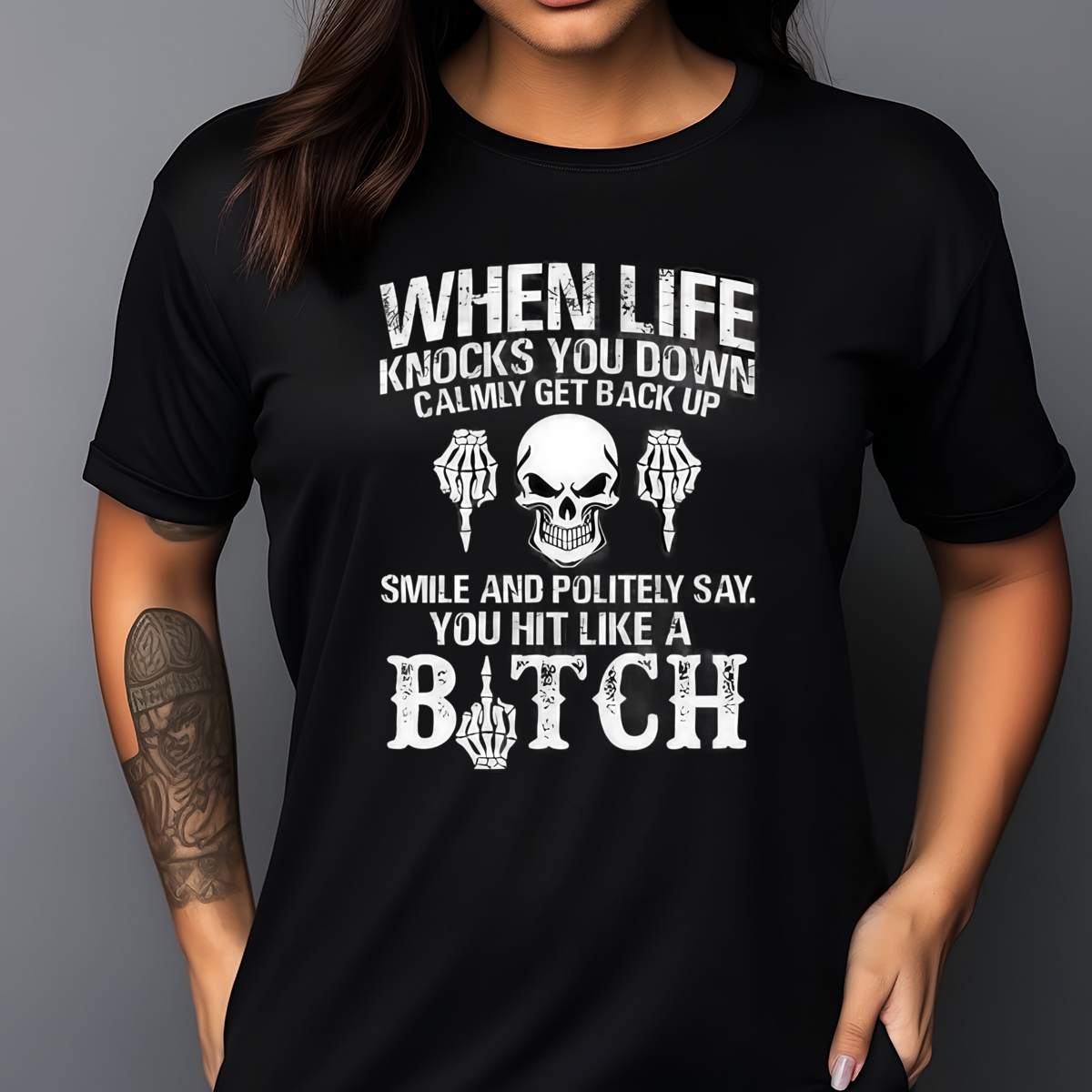 Skull When Life Knocks You Down Calmly Get Back Up 2024 Vintage Shirt
