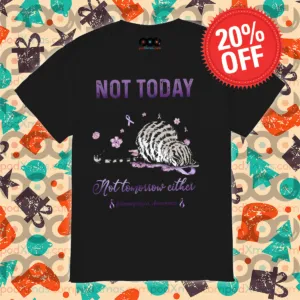 Cat Sleep Not Today Not Tomorrow Either Fibromyalgia Awareness Shirt