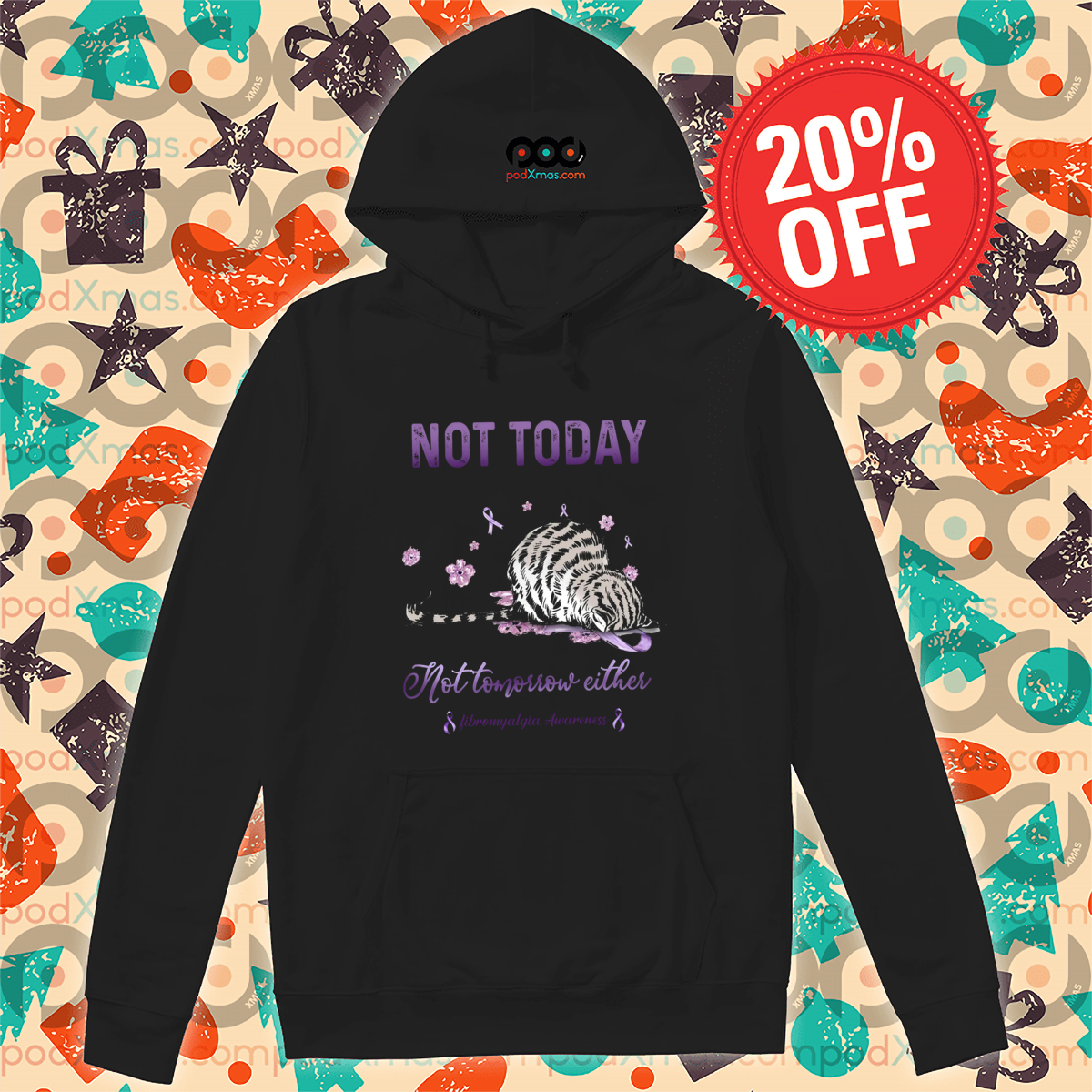 Cat Sleep Not Today Not Tomorrow Either Fibromyalgia Awareness Shirt
