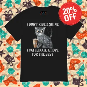 Cat Coffee I Don't Rise And Shine I Caffeinate And Hope For The Best Vintage Shirt