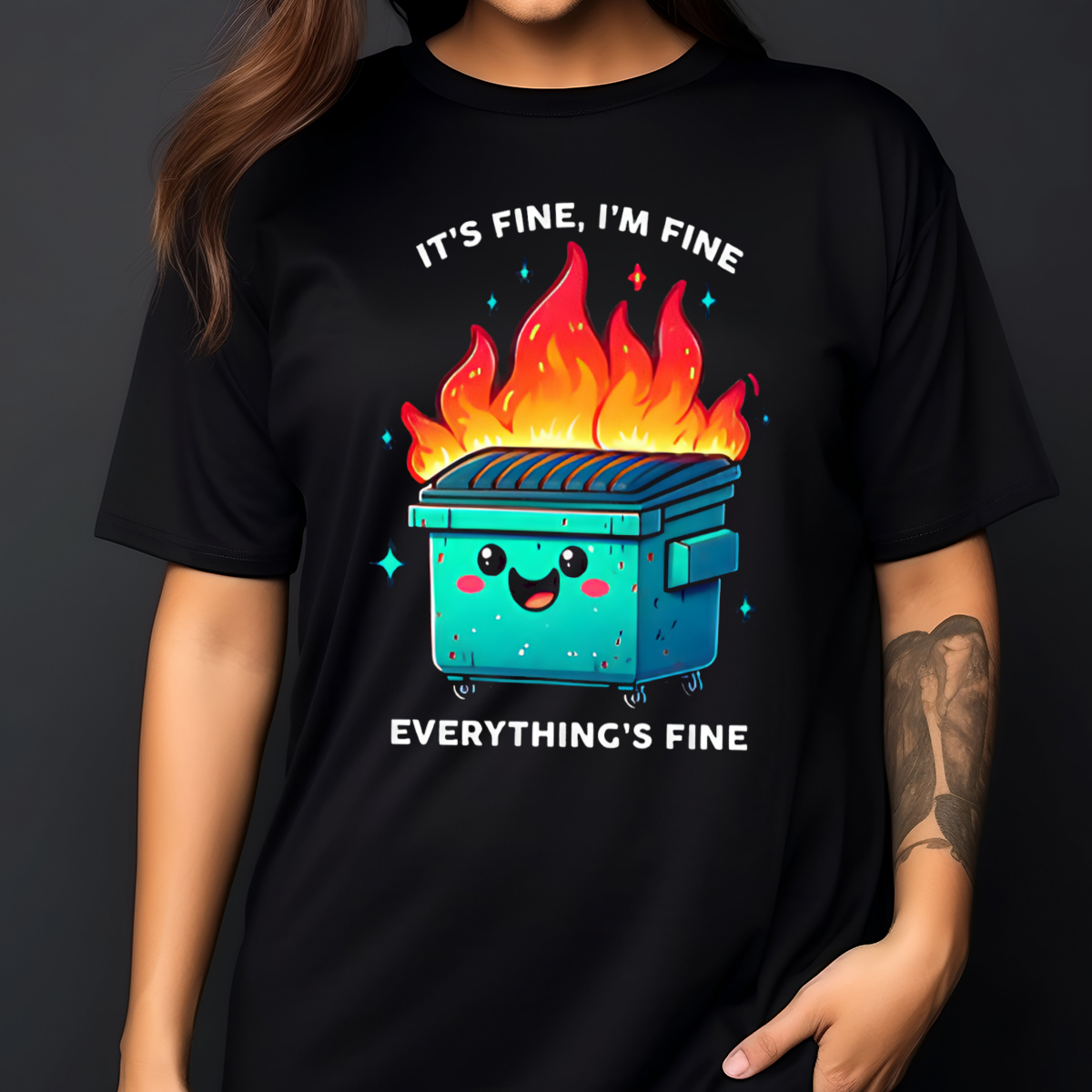 Trash Can Fire It's Fine I'm Fine Everything's Fine 2024 Shirt