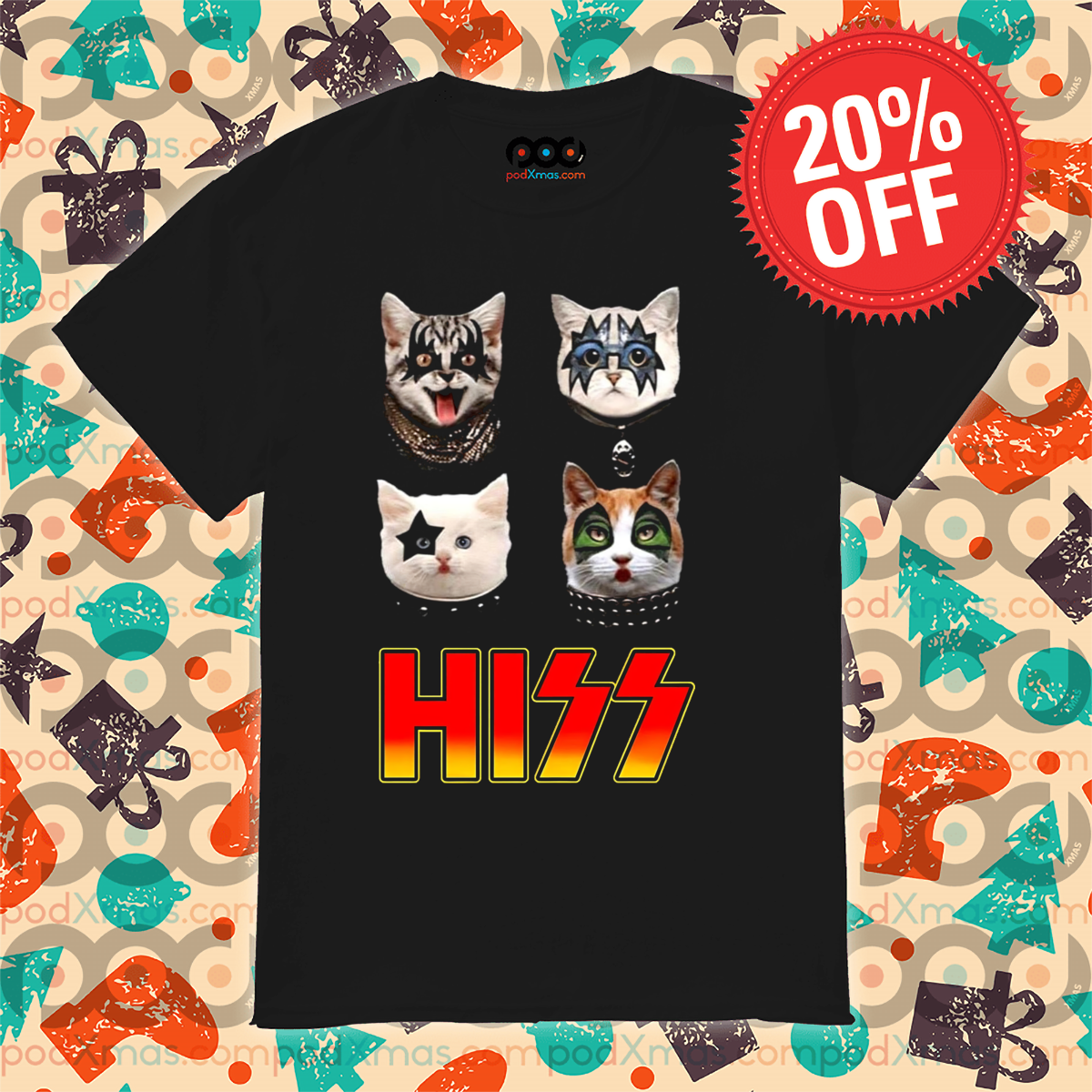 Kiss Band Kitty Hiss Paul Stanley Gene Simmons Peter Criss Ace Frehley Shirt