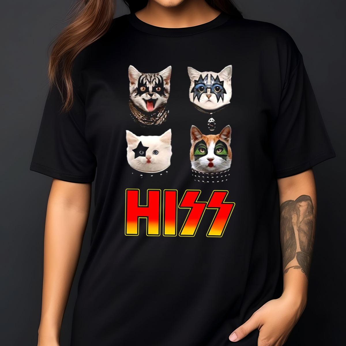 Kiss Band Kitty Hiss Paul Stanley Gene Simmons Peter Criss Ace Frehley Shirt