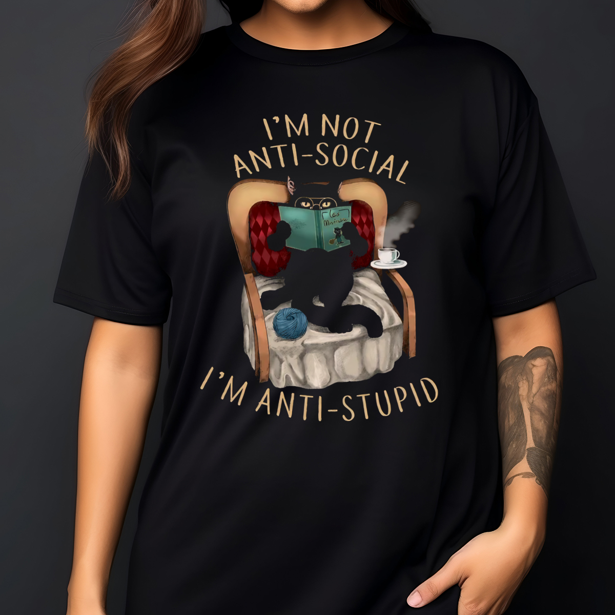 Black Cat I'm Not Anti-Social I'm Anti-Stupid 2024 Shirt