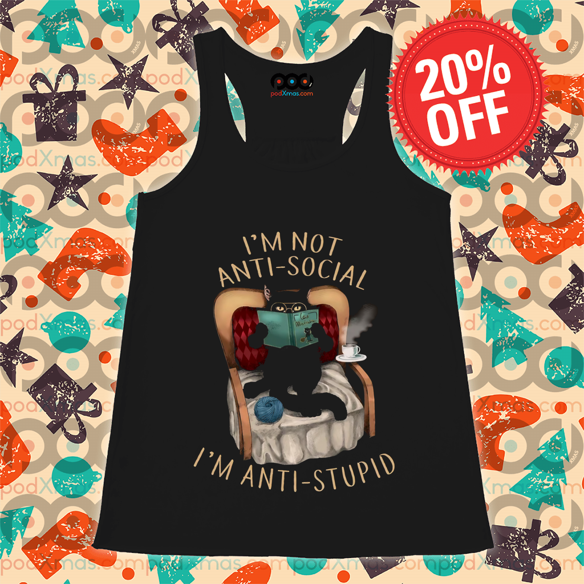 Black Cat I'm Not Anti-Social I'm Anti-Stupid 2024 Shirt