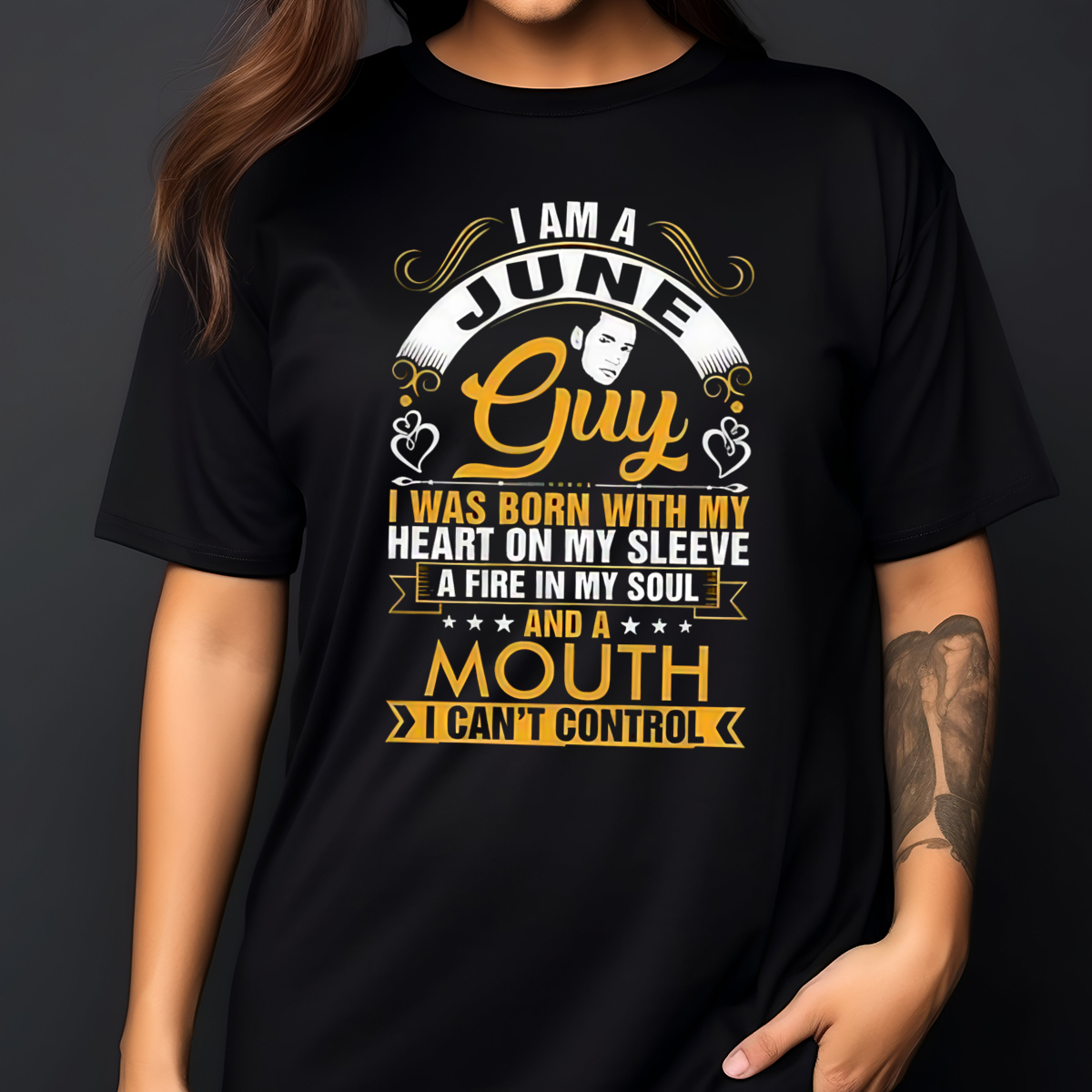 I Am A June Guy I Was Born With My Heart On My Sleeve Shirt