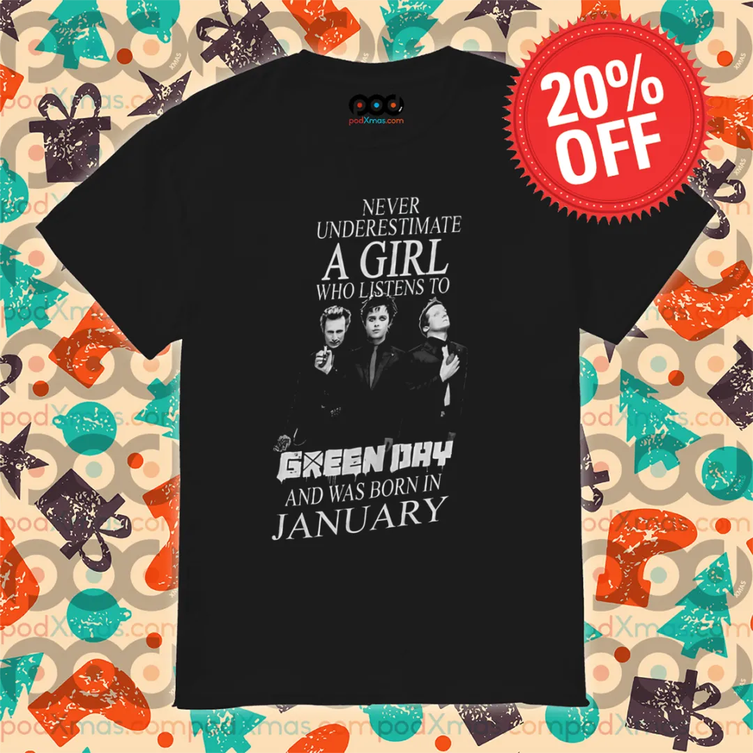 Never Underestimate A Girl Who Listens To Green Day And Was Born In January Shirt