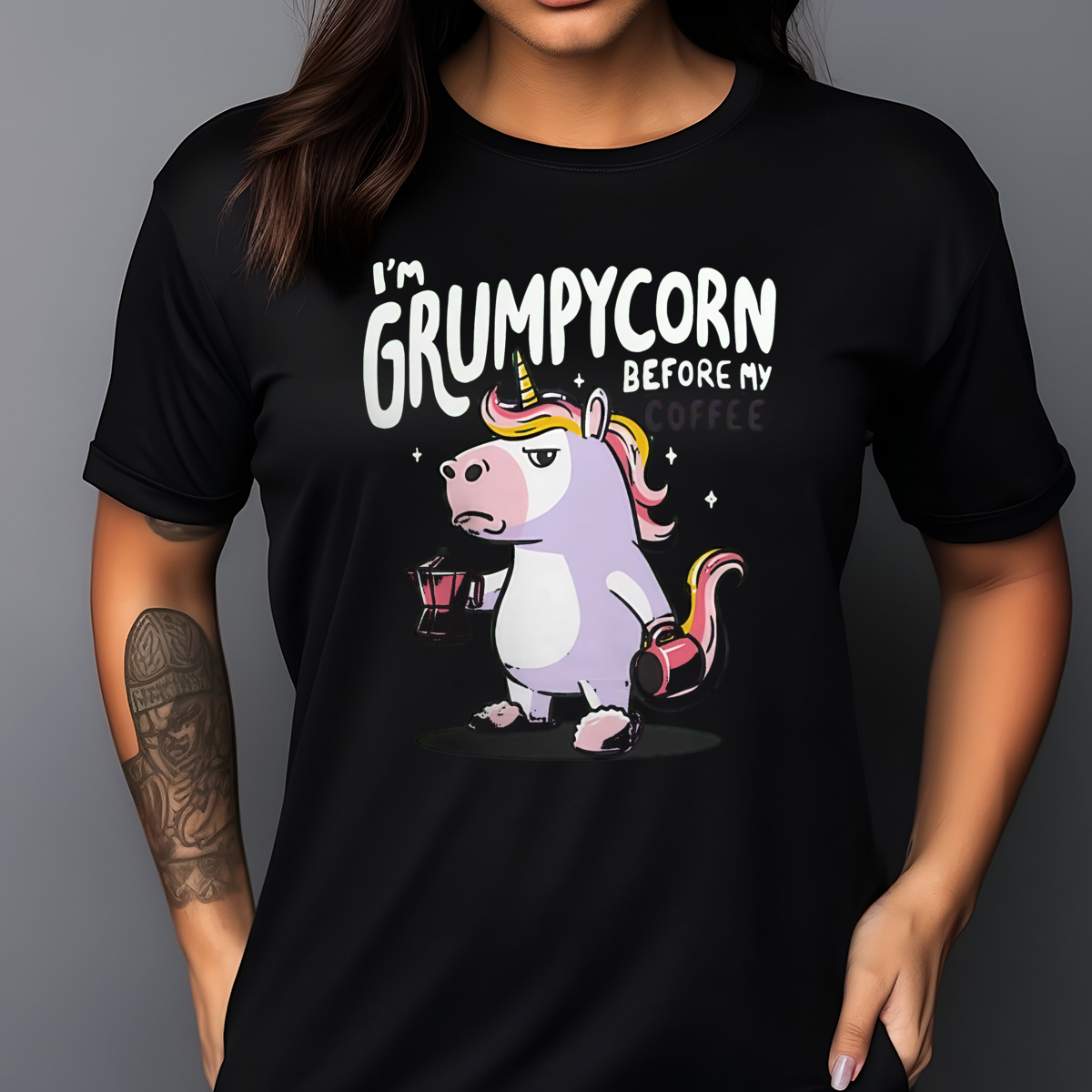 Unicorn I'm Grumpycorn Before My Coffee 2024 Shirt