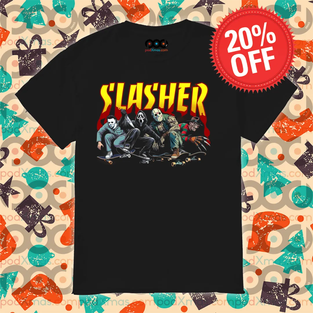 Horror Characters Skateboarding Slasher 2024 Shirt