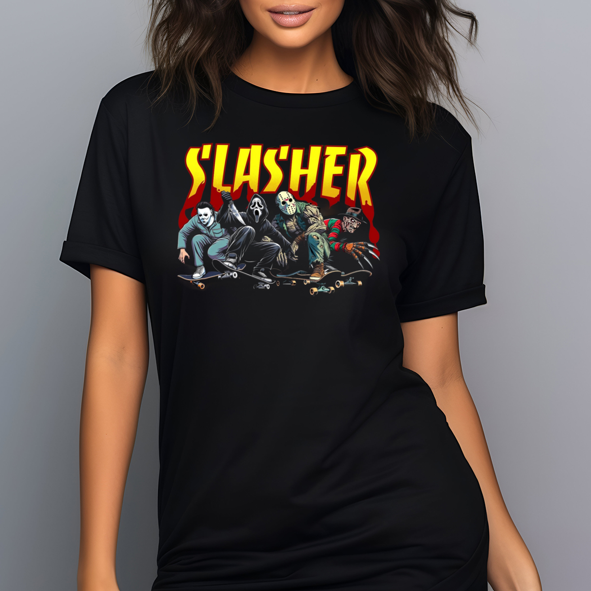 Horror Characters Skateboarding Slasher 2024 Shirt