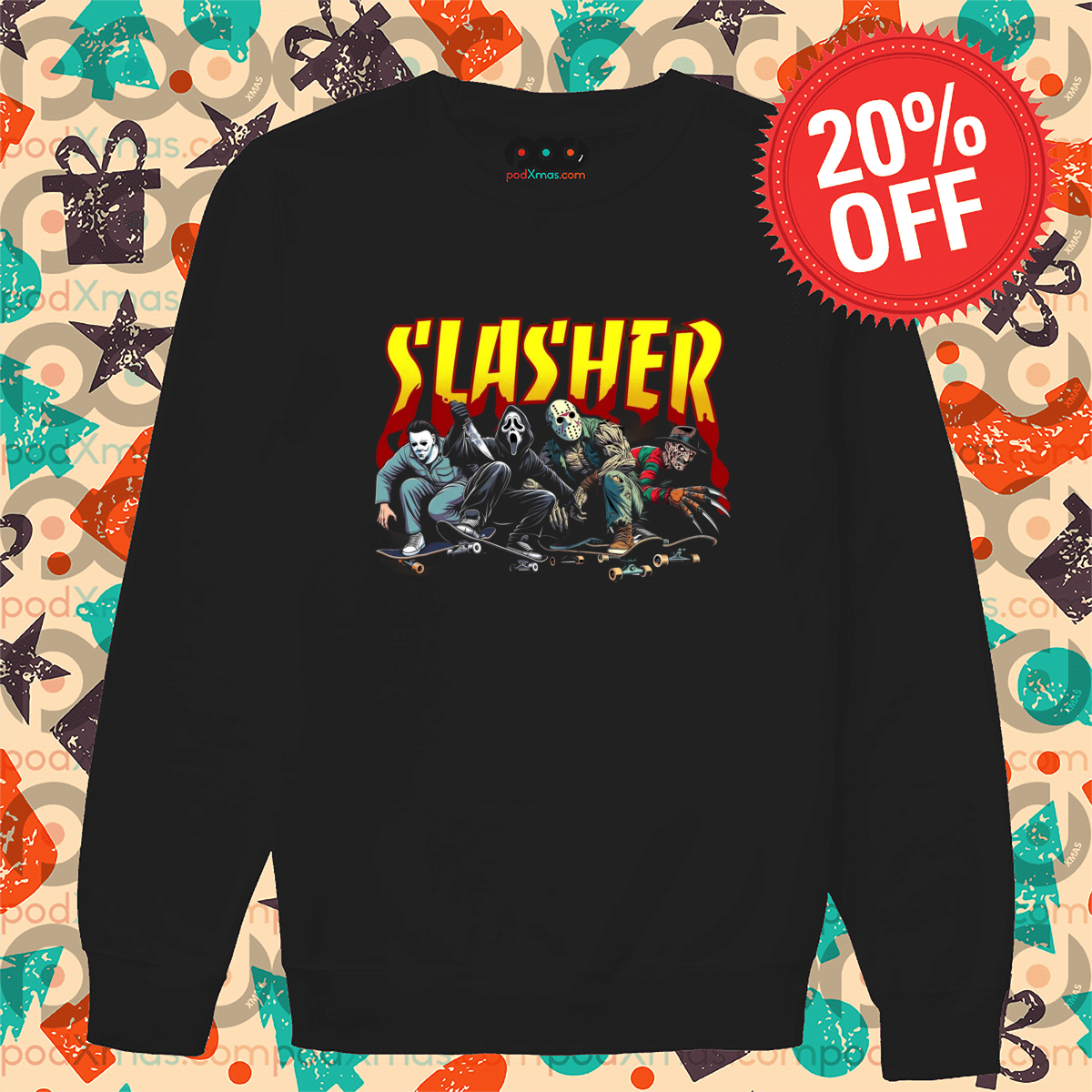 Horror Characters Skateboarding Slasher 2024 Shirt