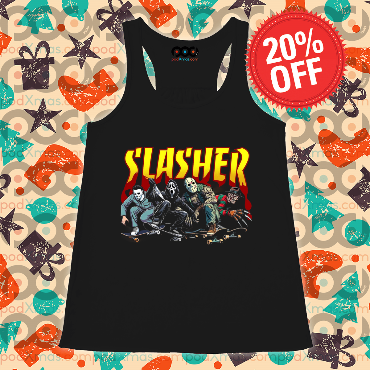 Horror Characters Skateboarding Slasher 2024 Shirt