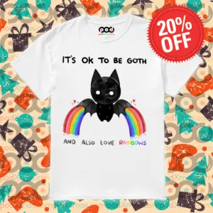 Bat It's Ok To Be Goth And Also Love Rainbows 2024 Shirt