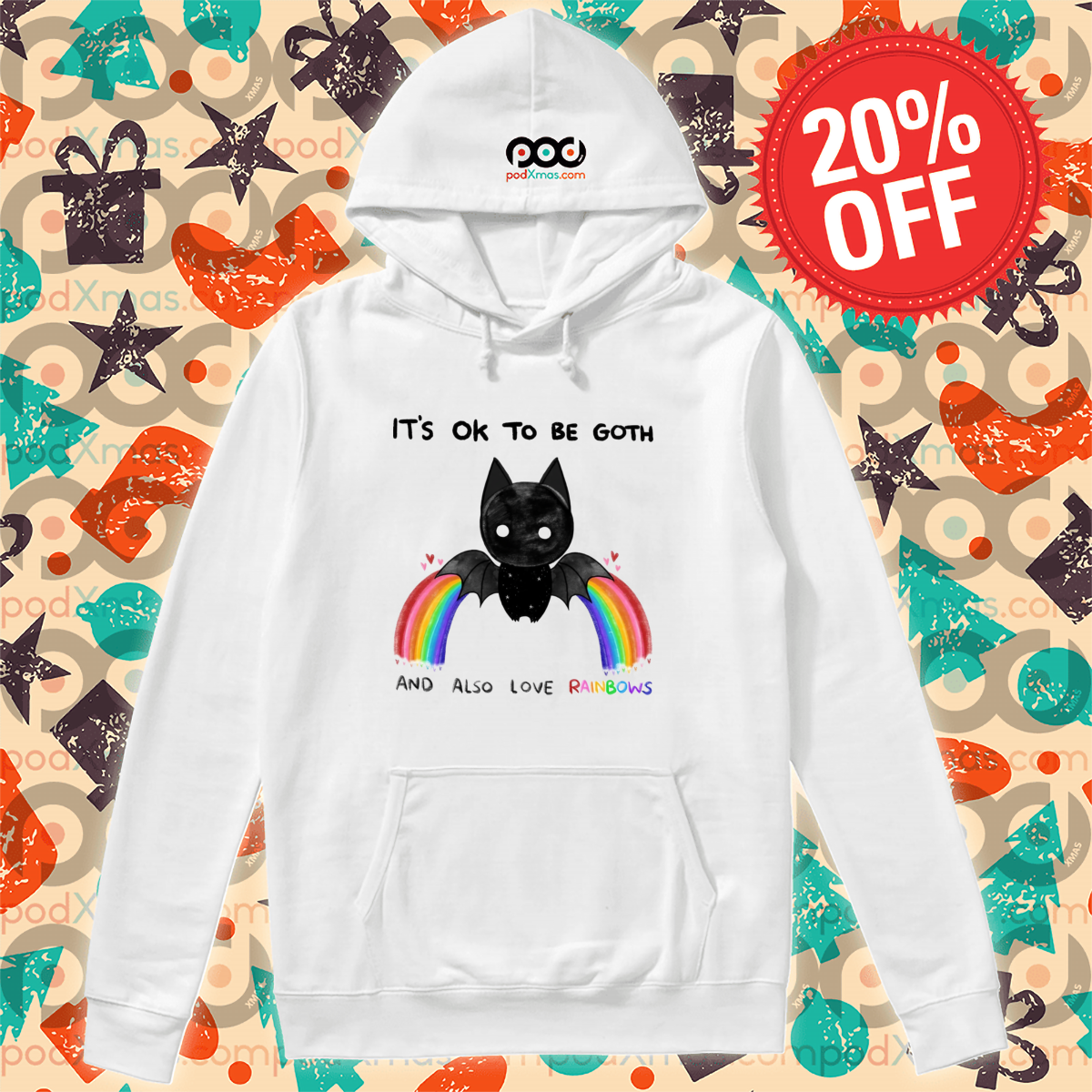 Bat It's Ok To Be Goth And Also Love Rainbows 2024 Shirt