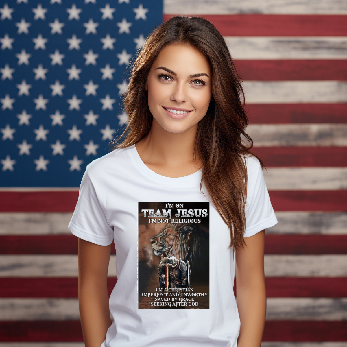 Lion I'm On Team Jesus I'm Not Religious I'm A Christian Imperfect And Unworthy Shirt