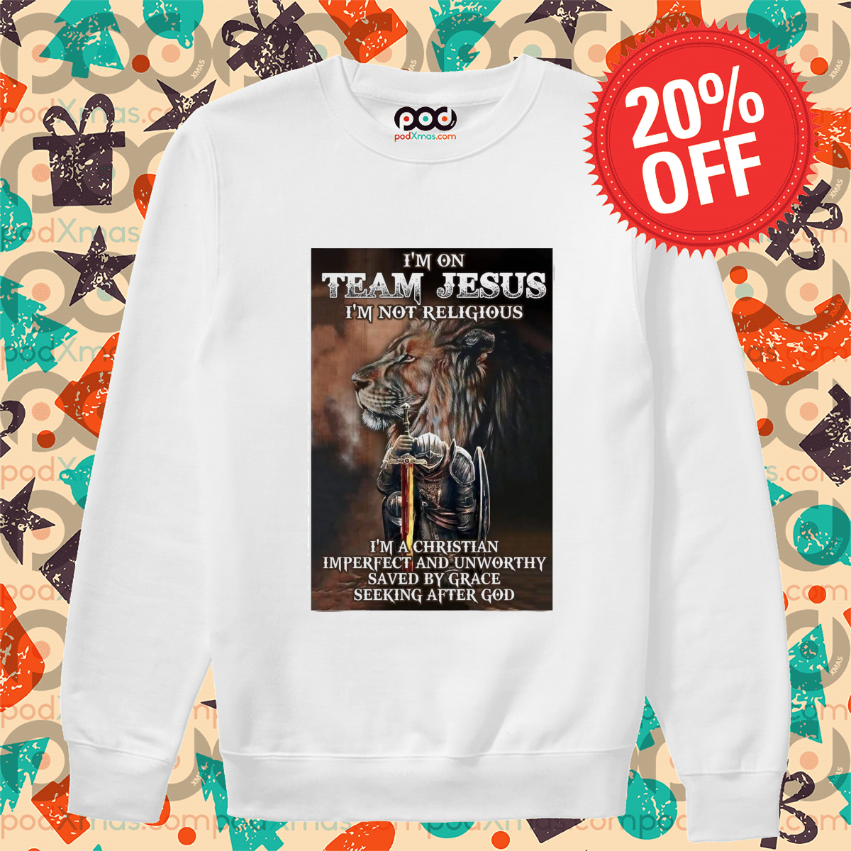 Lion I'm On Team Jesus I'm Not Religious I'm A Christian Imperfect And Unworthy Shirt