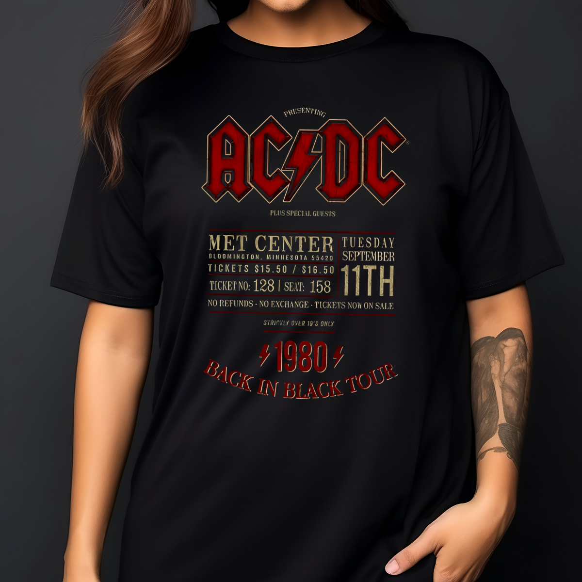 Presenting AC DC Plus Special Guest 1980 Back In Black Tour Shirt