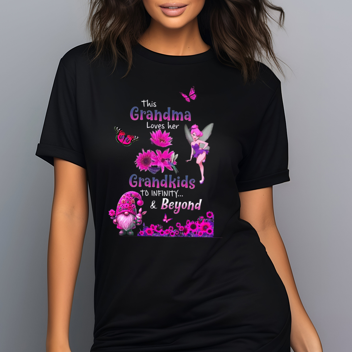 Floral Fairy Gnome This Grandma Loves Her Grandkids To Infinity And Beyond Shirt