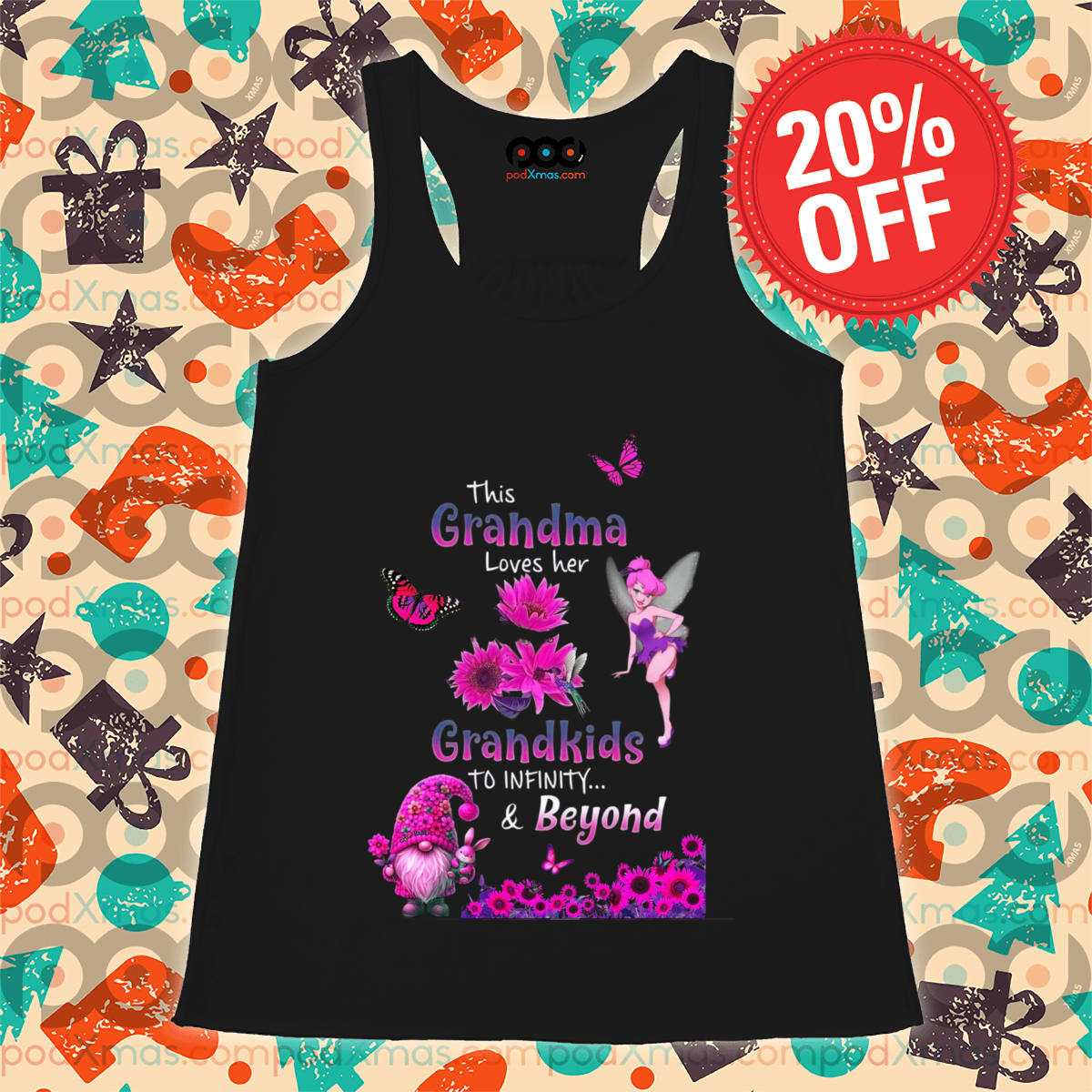 Floral Fairy Gnome This Grandma Loves Her Grandkids To Infinity And Beyond Shirt