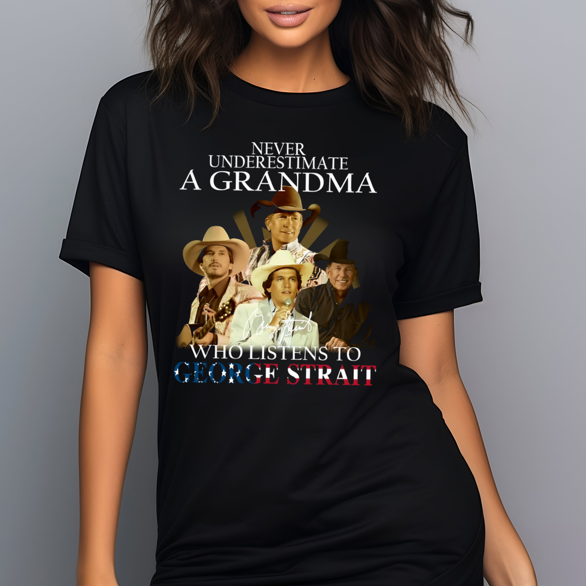 Never Underestimate A Grandma Who Listens To George Strait Signature Retro Shirt Never Underestimate A Grandma Who Listens To George Strait Signature Retro Shirt