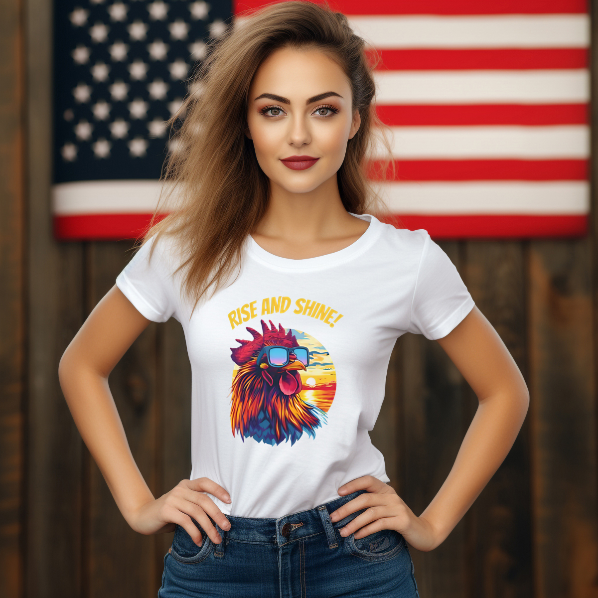 Rooster Glasses Rise And Shine Sunset Shirt