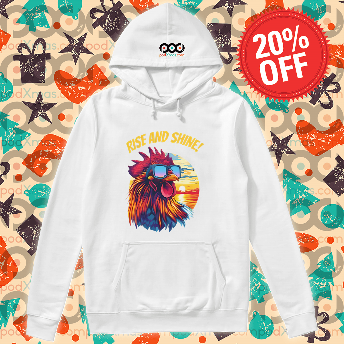 Rooster Glasses Rise And Shine Sunset Shirt
