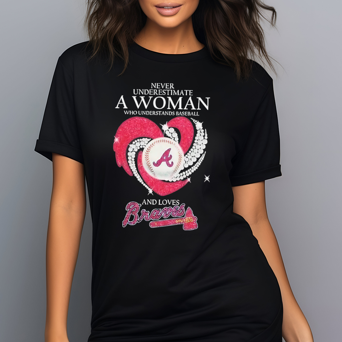Diamond Heart Never Underestimate A Woman Who Understands Baseball And Loves Braves Shirt
