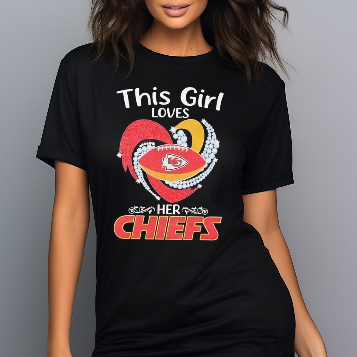 Diamond Heart This Girl Loves Her Chiefs 2024 Shirt