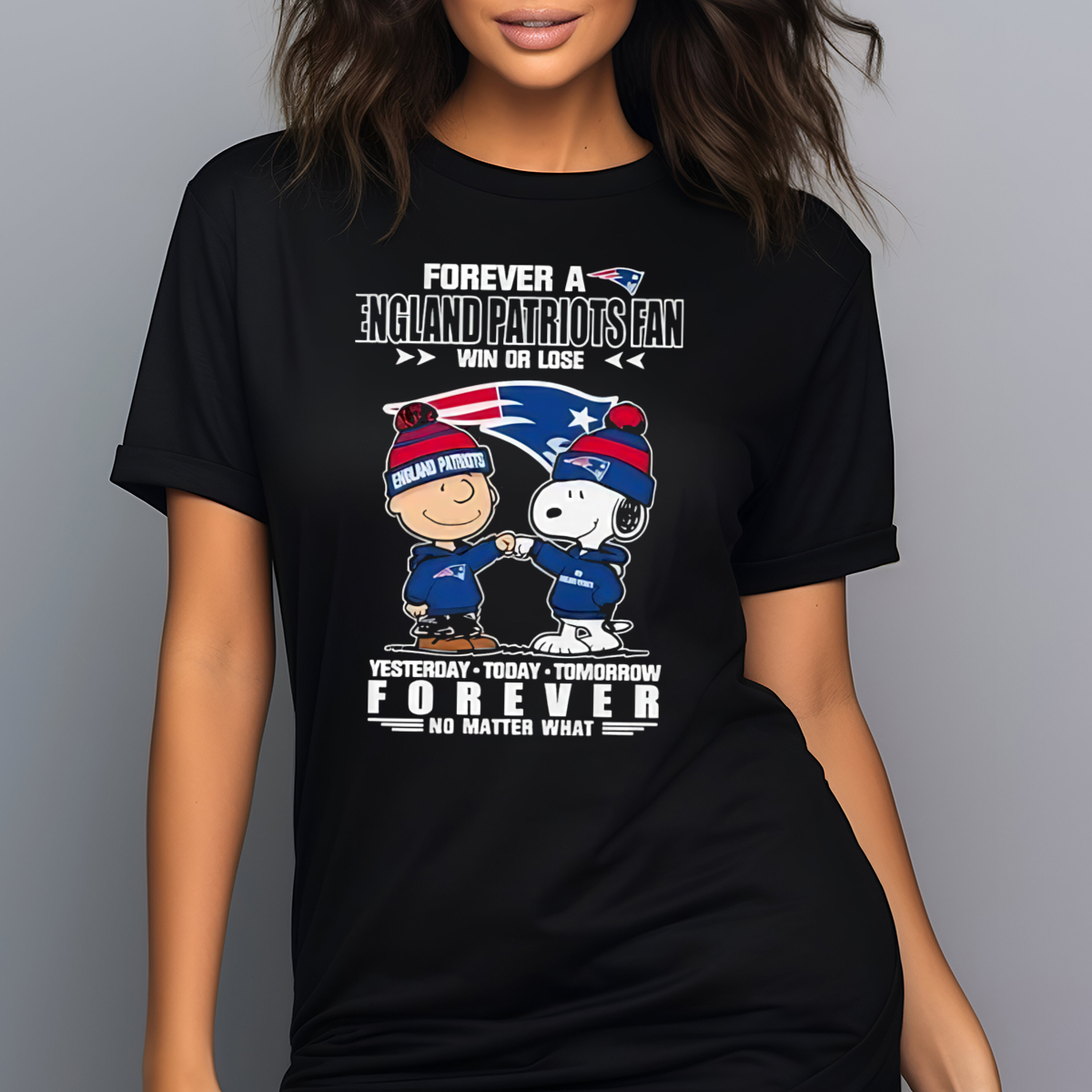 Peanut Snoopy Forever A England Patriots Fan Win Or Lose 2024 Shirt