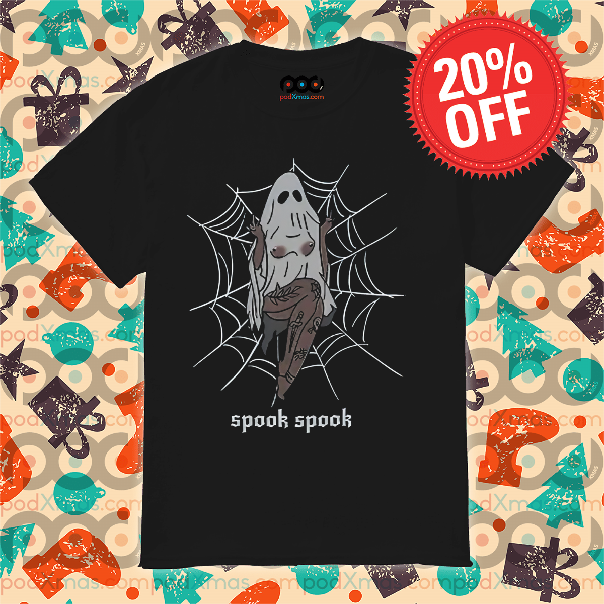 Custom Xmas Gift - Boo Ghost Big Boobs Spook Spook Halloween Spider-Web  Shirt