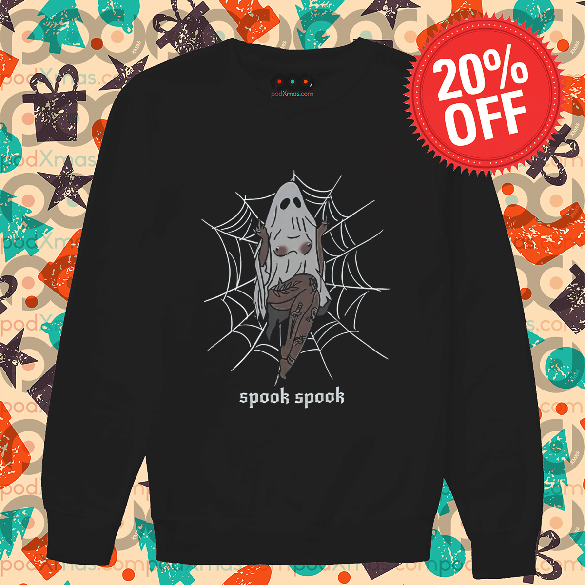 Boo Ghost Big Boobs Spook Spook Halloween Spider-Web Shirt