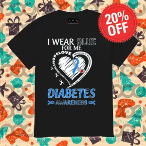 Heart I Wear Blue For Me Diabetes Awareness 2024 Shirt