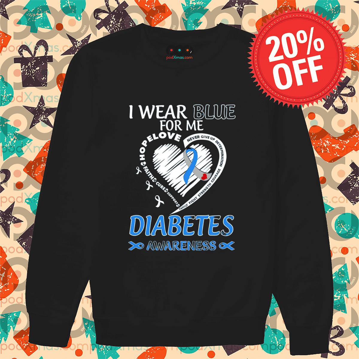 Heart I Wear Blue For Me Diabetes Awareness 2024 Shirt