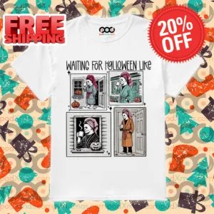 Michael Myers Coffee Waitting For Halloween Like 2024 Shirt