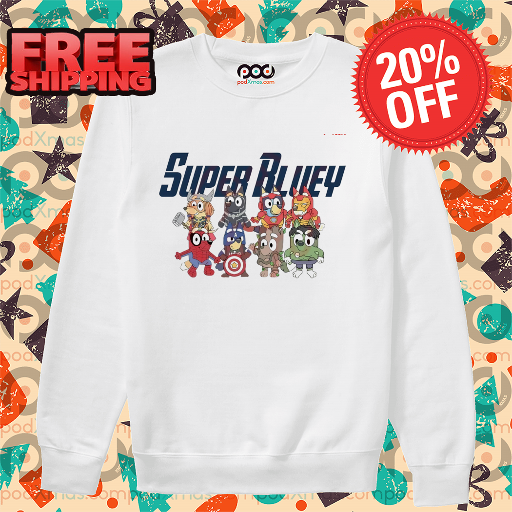 Super Bluey Marvel Avengers Superheroes Shirt Super Bluey Marvel Avengers Superheroes Shirt