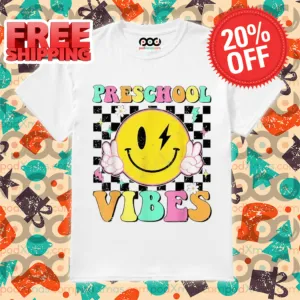 Preschool Vibes Back To School Smile Face Pre K TShirt