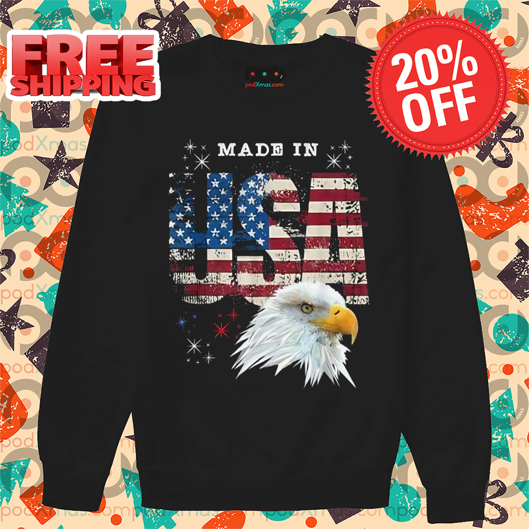 Made In USA Patriotic American Flag Bald Eagle America Shirt