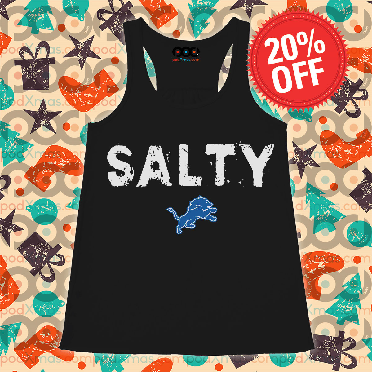 One Pride Salty Detroit Lions Tank Top
