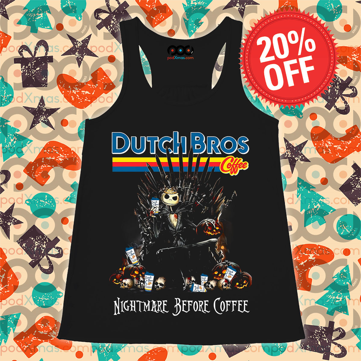 Jack Skellington Dutch Bros Coffee Nightmare Before Coffee Tank Top