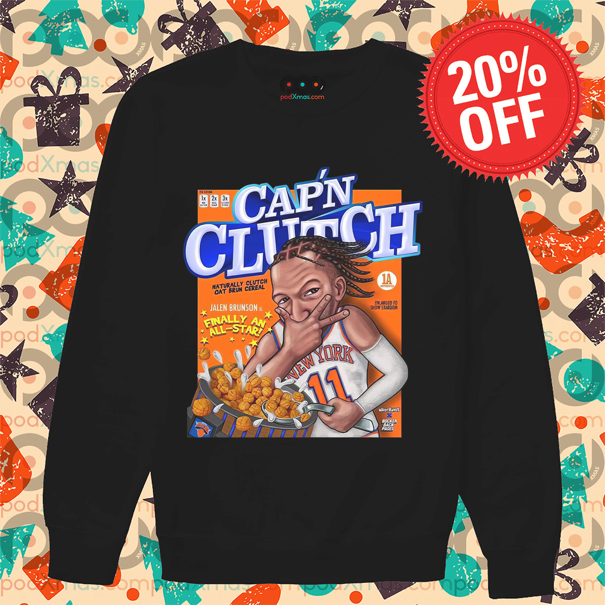 Cap’n Clutch Naturally Clutch Oat Brun Cereal Jalen Brunson Long Sleeve