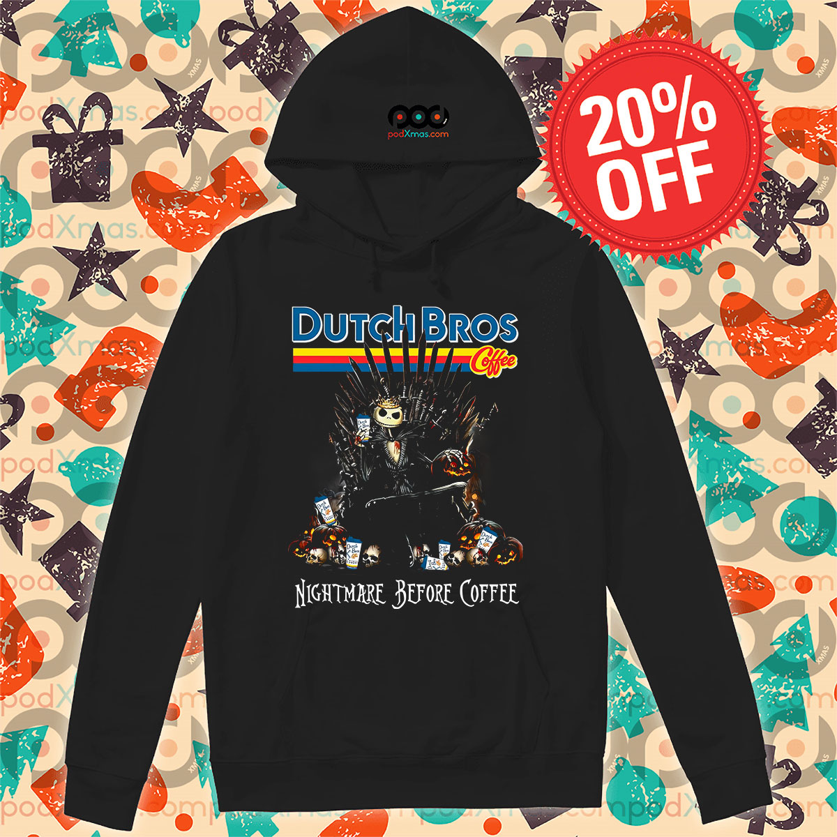 Jack Skellington Dutch Bros Coffee Nightmare Before Coffee Hoodie