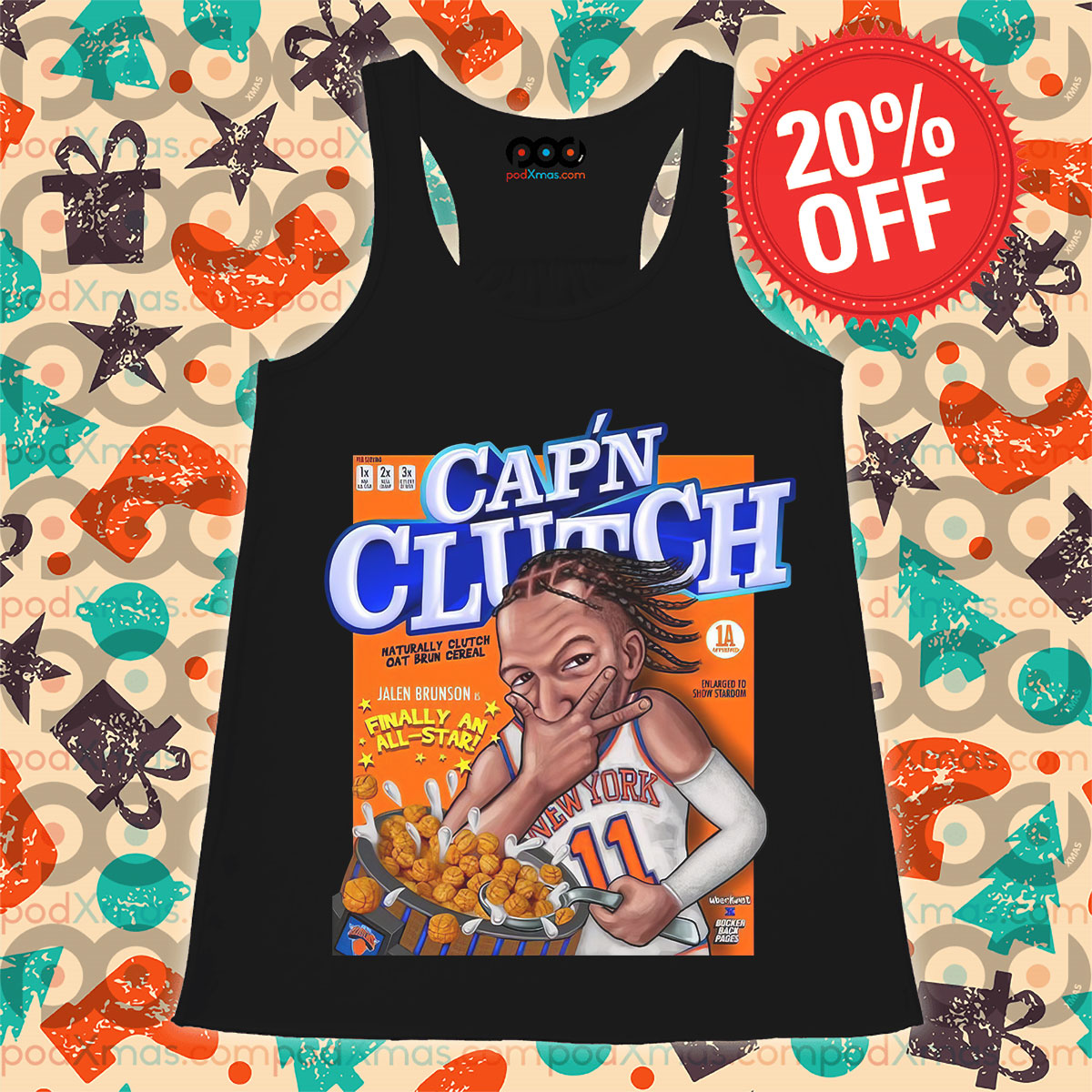 Cap’n Clutch Naturally Clutch Oat Brun Cereal Jalen Brunson Tank Top