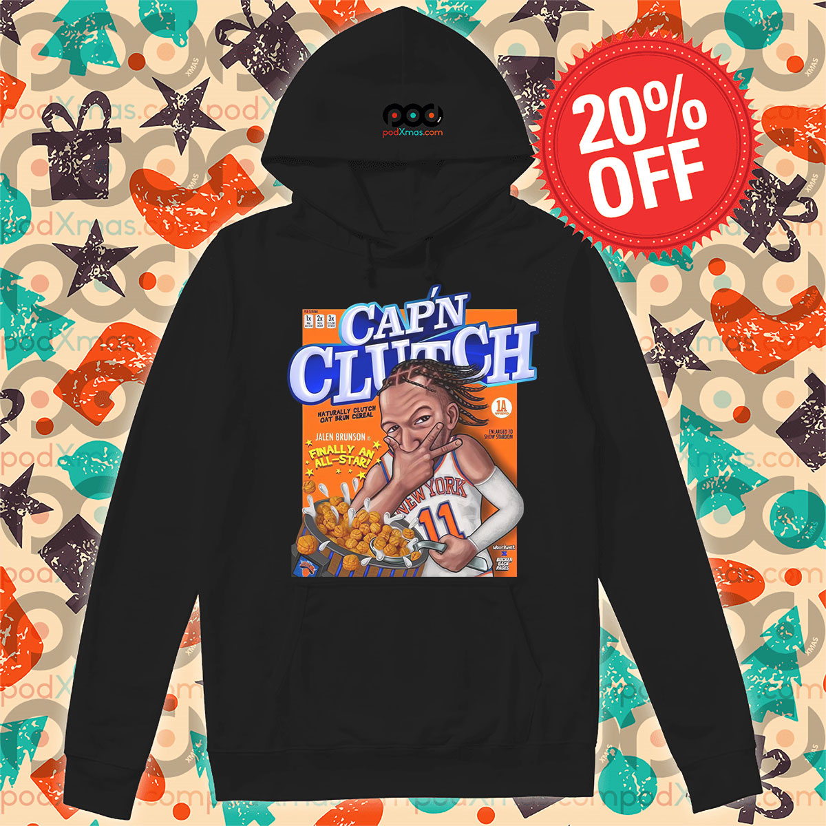 Cap’n Clutch Naturally Clutch Oat Brun Cereal Jalen Brunson Hoodie