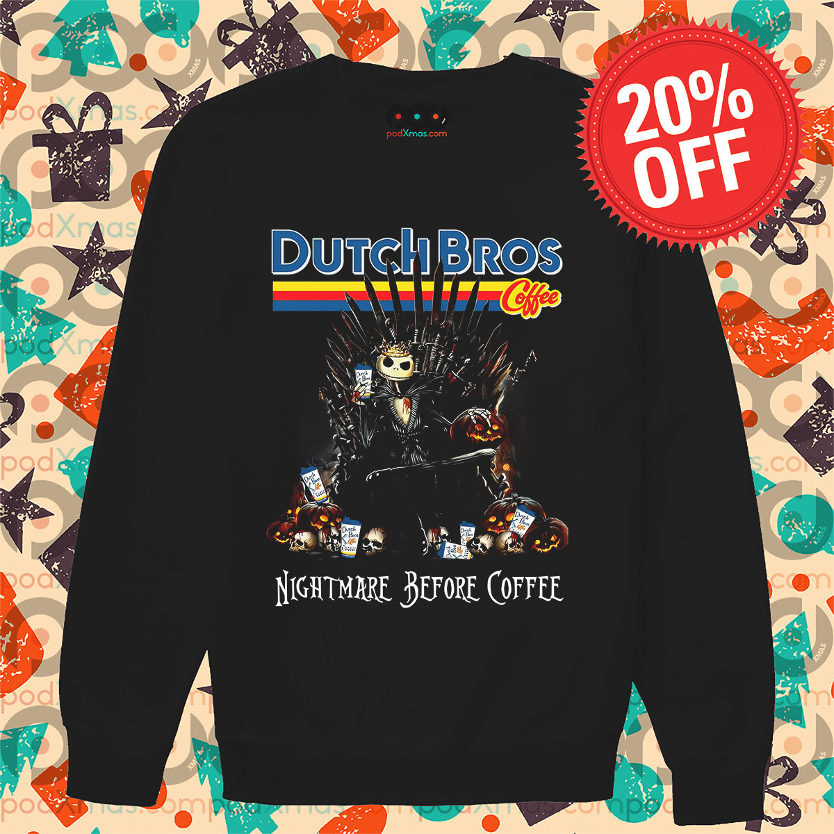 Jack Skellington Dutch Bros Coffee Nightmare Before Coffee Long Sleeve