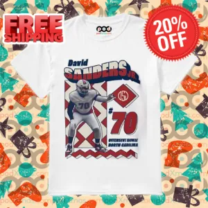 David Sanders Jr. Offensive Tackle North Carolina Retro Shirt