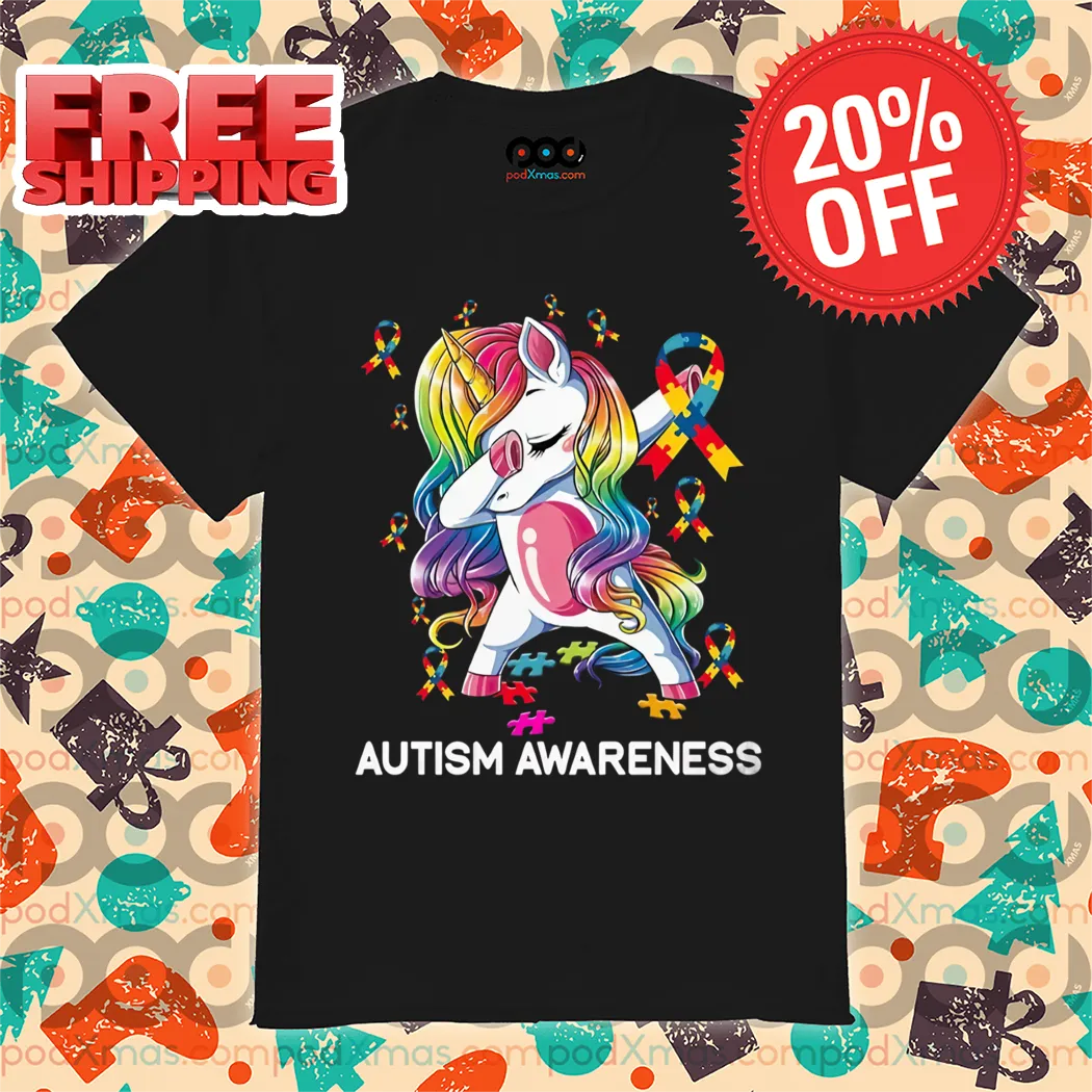 Unicorn Dabbing Autism Awareness 2024 Shirt