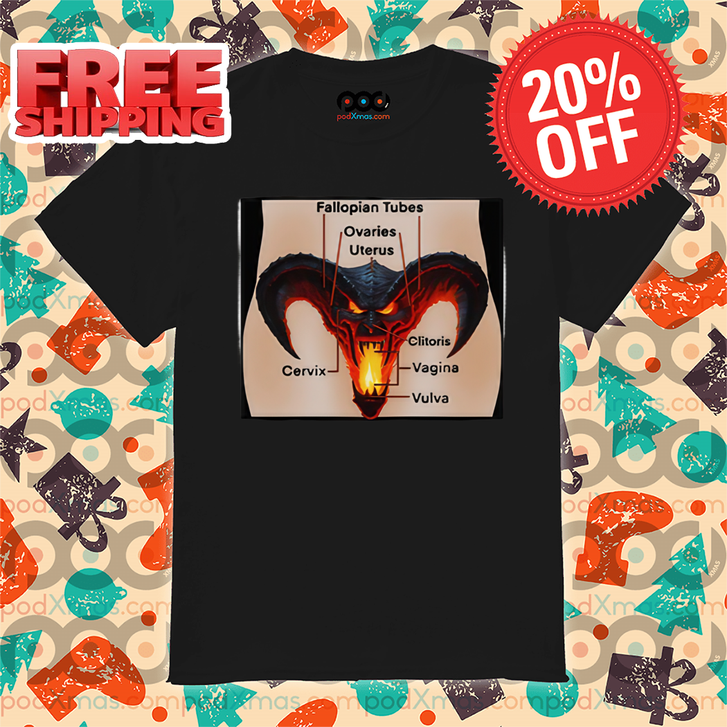 Devil Head Fallopian Tubes Ovaries Uterus Cervix Clitoris Vagina Vulva Shirt