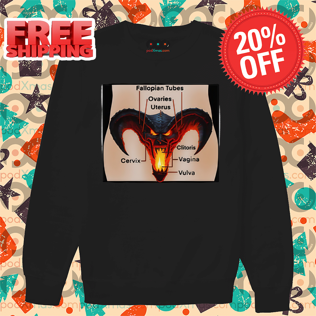 Devil Head Fallopian Tubes Ovaries Uterus Cervix Clitoris Vagina Vulva Shirt
